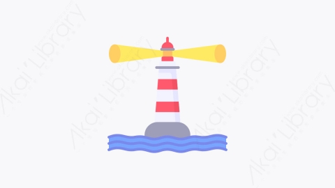 图片素材-020-灯塔lighthouse扁平卡通海洋沙滩元素图标
