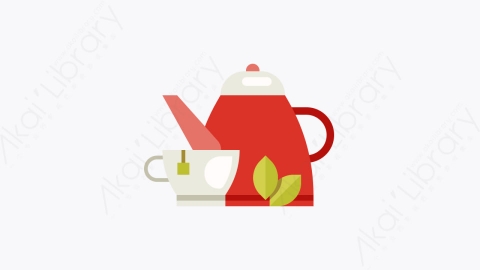 图片素材-020-茶壶茶杯tea扁平卡通爱好和空闲时间元素图标