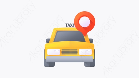 图片素材-021-出租车taxi扁平卡通位置元素图标