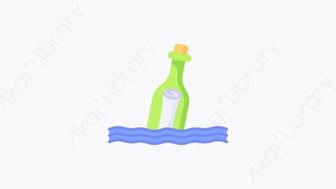 图片素材-022-漂流瓶message_in_a_bottle扁平卡通海洋沙滩元素图标