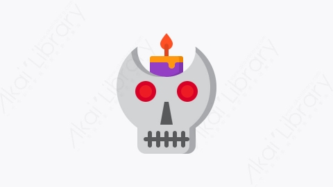图片素材-022-头骨skull扁平卡通万圣节元素图标