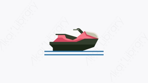 图片素材-023-摩托艇jet_ski扁平卡通交通工具元素图标