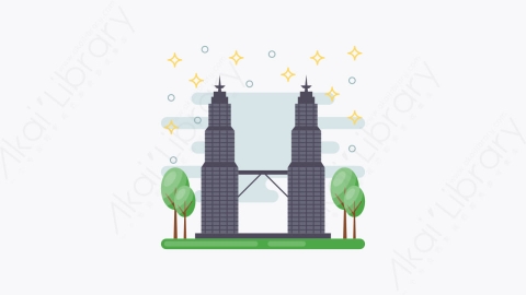 图片素材-024-马石油双塔petronas_twin_tower扁平卡通亚洲建筑图标