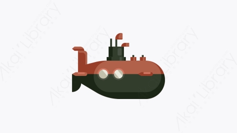 图片素材-024-潜艇submarine扁平卡通交通工具元素图标
