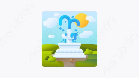图片素材-025-喷泉fountain扁平卡通景观元素图标
