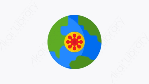 图片素材-025-地球仪globe扁平卡通冠状病毒元素图标
