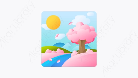 图片素材-026-樱花sakura扁平卡通景观元素图标