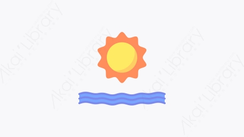 图片素材-026-日落sunset扁平卡通海洋沙滩元素图标