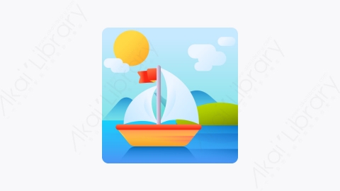 图片素材-029-帆船sailboat扁平卡通景观元素图标