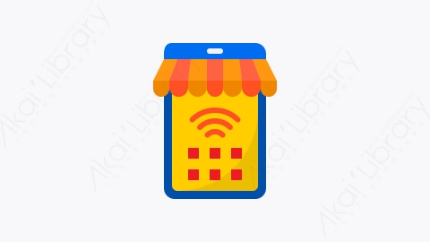 图片素材-030-移动电话商店mobile_shop扁平卡通物联网元素图标