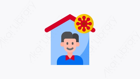图片素材-030-检疫quarantine扁平卡通在家工作元素图标