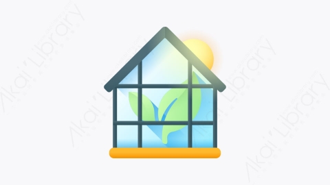 图片素材-034-温室greenhouse扁平卡通生态元素图标