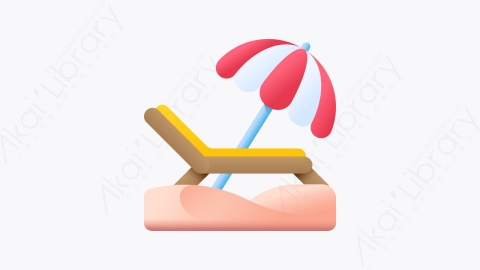 图片素材-037-沙滩椅beach_chair扁平卡通暑假元素图标