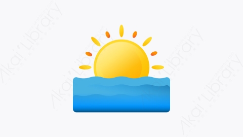 图片素材-043-日落sunset扁平卡通暑假元素图标