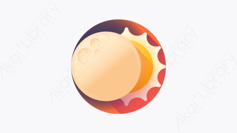图片素材-045-日蚀eclipse扁平卡通天气元素图标