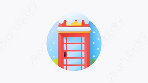 图片素材-047-公用电话payphone扁平卡通圣诞城市元素图标