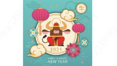 图片素材-扁平2021牛年中国风新年春节喜庆贺图-9