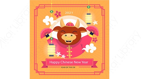 图片素材-扁平2021牛年中国风新年春节喜庆贺图-16