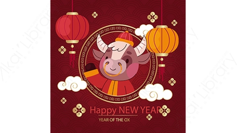 图片素材-扁平2021牛年中国风新年春节喜庆贺图-19