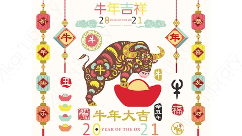 图片素材-扁平2021牛年中国风新年春节喜庆贺图-25