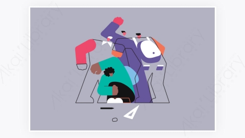 图片素材-MG卡通插画学校欺凌暴力斗争