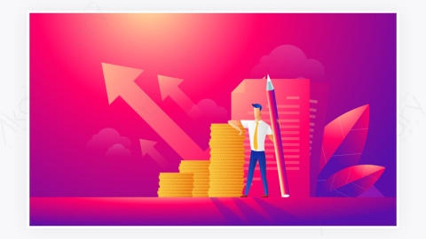 图片素材-商务金融等距商人与纸矢量图上的文档