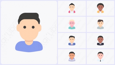 图片素材-20个扁平卡通人物头像元素图标