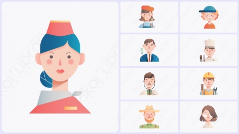 图片素材-25个扁平卡通人物头像图标包