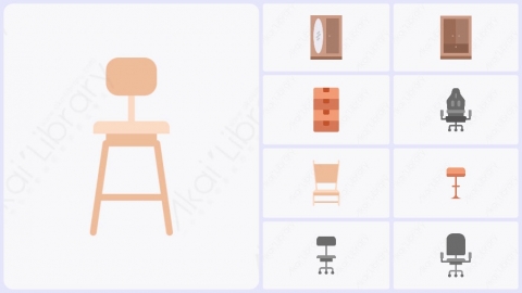 图片素材-30个扁平卡通家具图标包