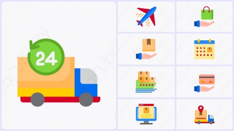 源库网-图片素材-50个扁平卡通快递运输交付元素图标2.zip