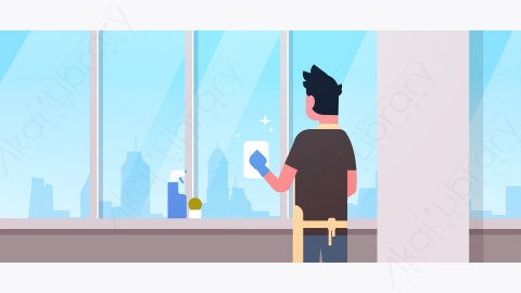 图片素材-保洁员在现代卧室客厅打扫卫生-2