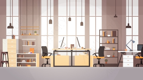 图片素材-创意办公室联合办公中心大学校园现代工作场所矢量图-2