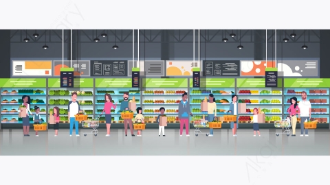 图片素材-人们在超市购物和购买产品在杂货店消费主义概念设计-3