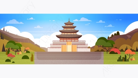 图片素材-传统韩国宫殿寺庙著名建筑地标景观设计-2