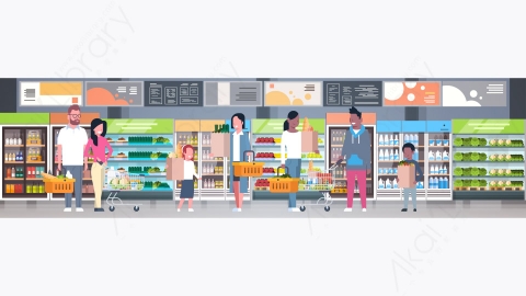 图片素材-人们在超市购物和购买产品在杂货店消费主义概念设计-5