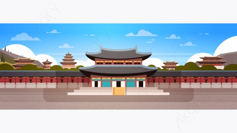 图片素材-传统韩国宫殿寺庙著名建筑地标景观设计-4