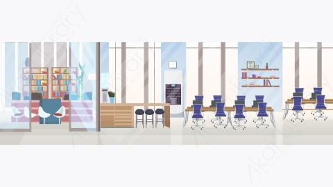 图片素材-创意合作中心会议培训室与接待柜台办公桌工作区现代办公室室内