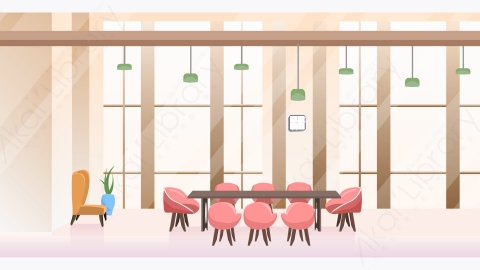 图片素材-空的人会议室与圆桌创意办公室室内矢量图