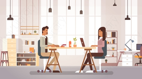 图片素材-创意办公室联合办公中心大学校园现代工作场所矢量图-7
