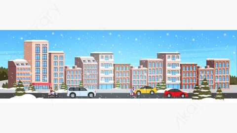 图片素材-城市建筑房屋视图街道房地产平面矢量插图-7