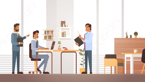 图片素材-创意办公室联合办公中心大学校园现代工作场所矢量图-8
