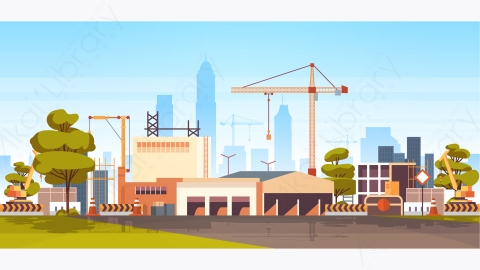 图片素材-工厂制造建筑物工业区工厂用管道矢量图-8