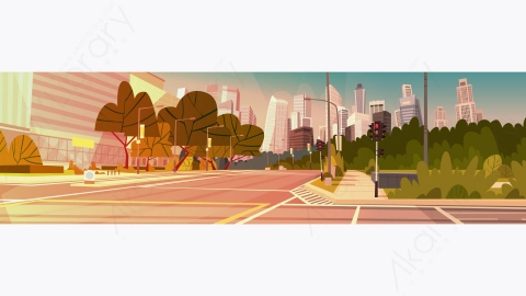 图片素材-现代城市市区街道道路景观矢量插图-2