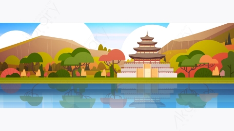 图片素材-传统韩国宫殿寺庙著名建筑地标景观设计-8
