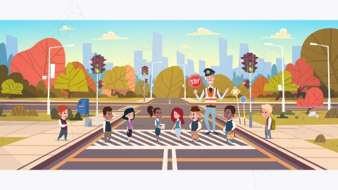 图片素材-现代城市市区街道道路景观矢量插图-4