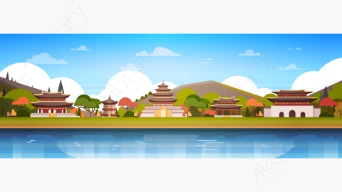 图片素材-传统韩国宫殿寺庙著名建筑地标景观设计-10