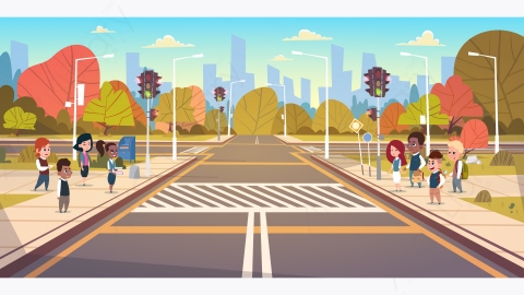 图片素材-现代城市市区街道道路景观矢量插图-5