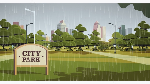 图片素材-城市公园的标志牌美丽的雨季城市景观-3