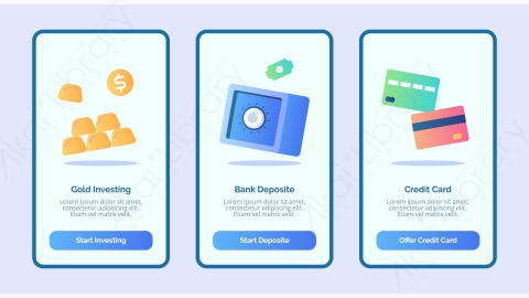 图片素材-扁平卡通黄金投资银行存款信用卡UI图标设计-16