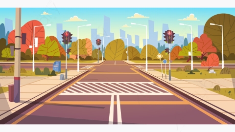 图片素材-现代城市市区街道道路景观矢量插图-6